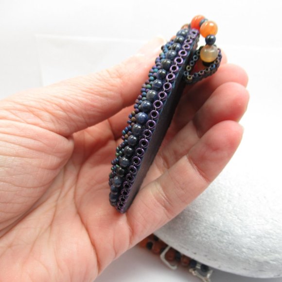 Artisan Cabochon Necklace on Carnelian and Sodalite - Picture 8 of 13